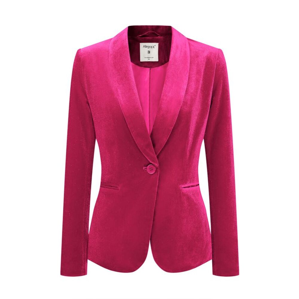 Allegra K Women's Fuchsia Velvet Blazer